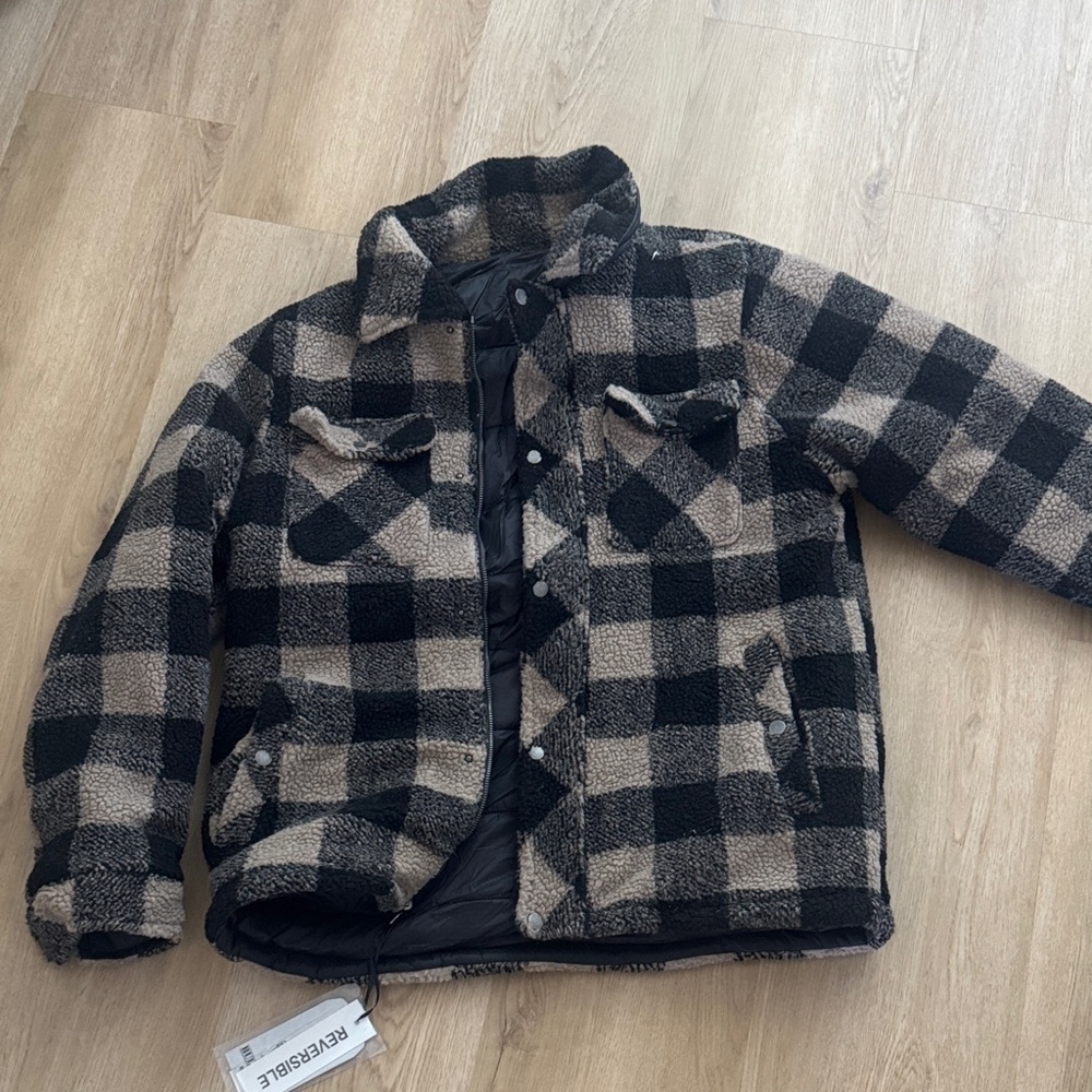 Reversible Plaid Black and Tan  Jacket